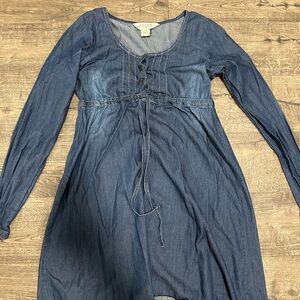 Roper Indigo Denim Long Sleeve Tie-Waist Dress